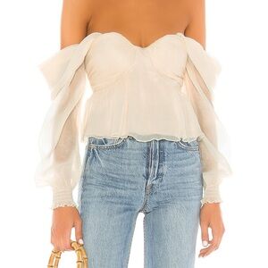House of Harlow 1960 X REVOLVE Burna Blouse Cream Sz M Romantic Flouncy Coquette